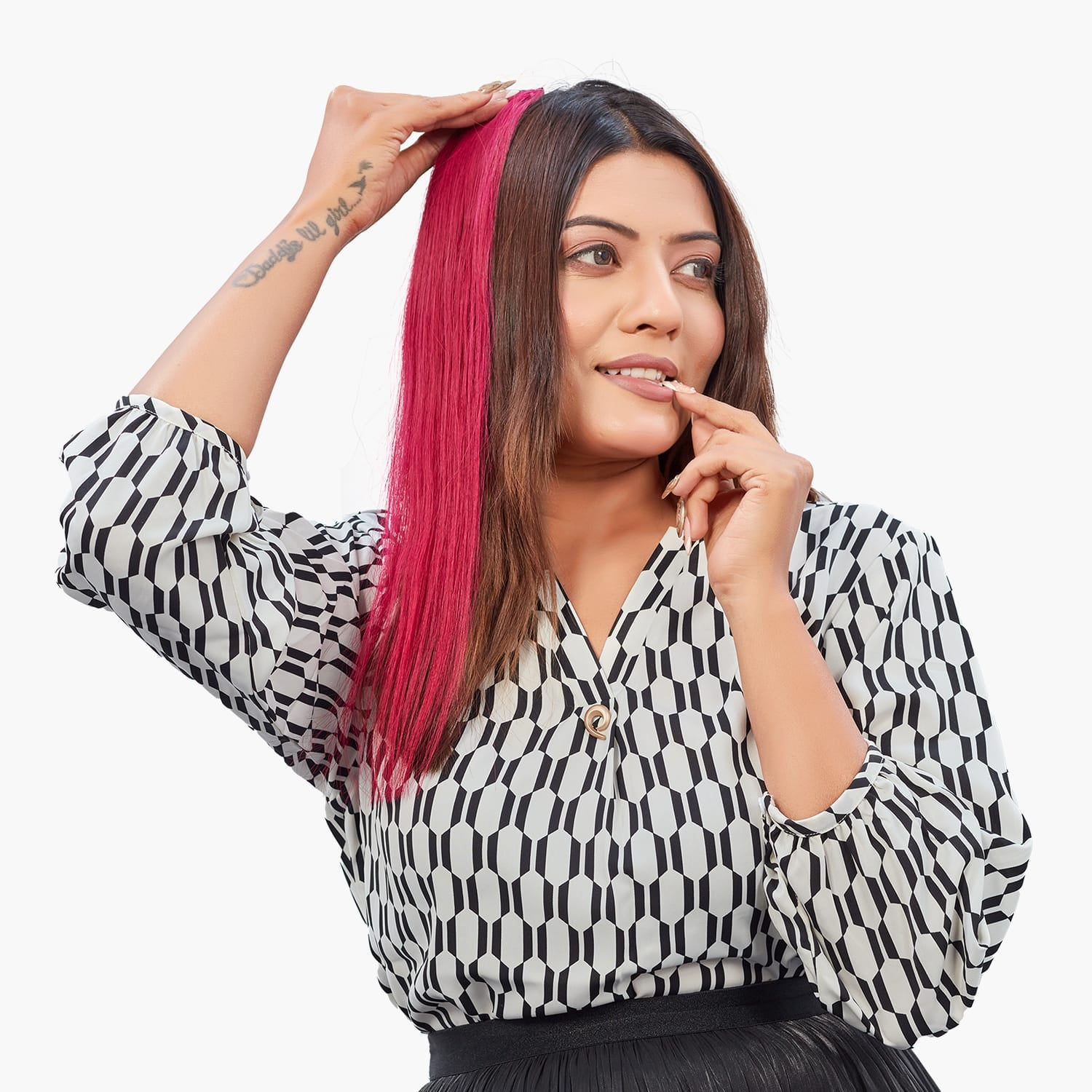 Ruby Pink | Clip-in Hair Streaks | Ewa Hair